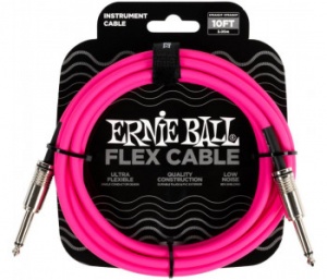 ERNIE BALL 6413 - кабель инструментальный Flex, прямой - прямой джеки, 3 м, розовый.